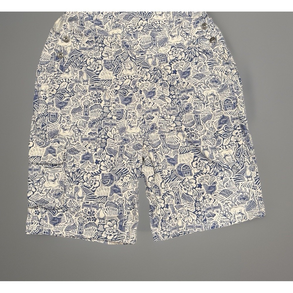 Duluth Trading Heirloom Gardening Bib 10" Short Overalls Farm Toile Women's M - Picture 3 of 6